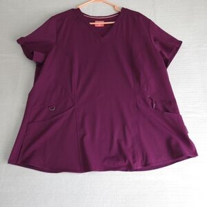 Ava Therese Women's Wine 1084 Scrub Size 2XL V-neck 3 Pockets 1 Zippered